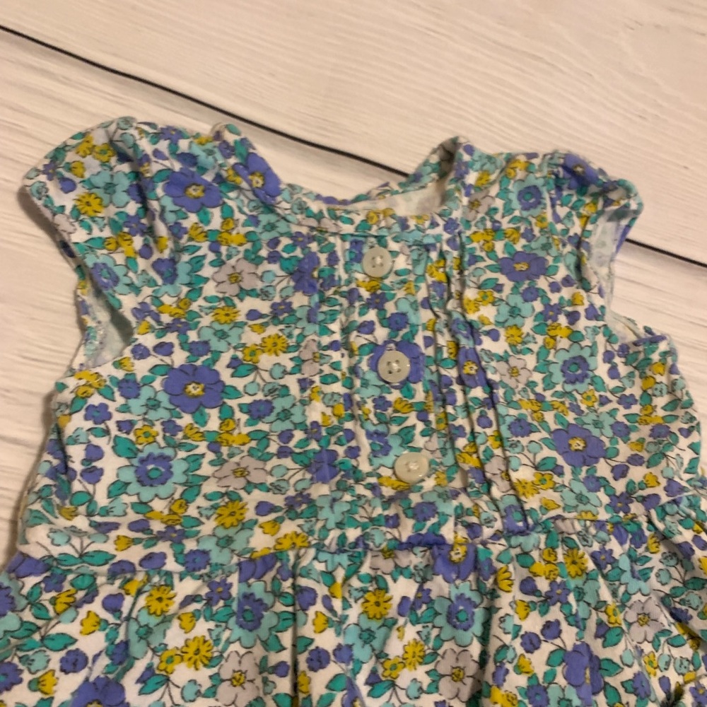 *Like New* Girl Teal Purple Floral Dress Romper - Picture 2 of 3